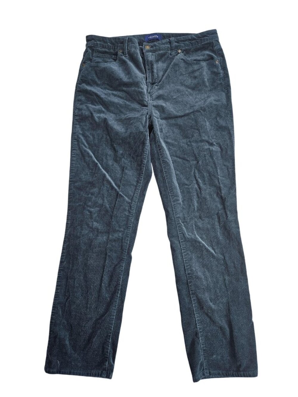Talbots Corduroy High Waist Straight Pants Womens 14 Green Stretch Casual